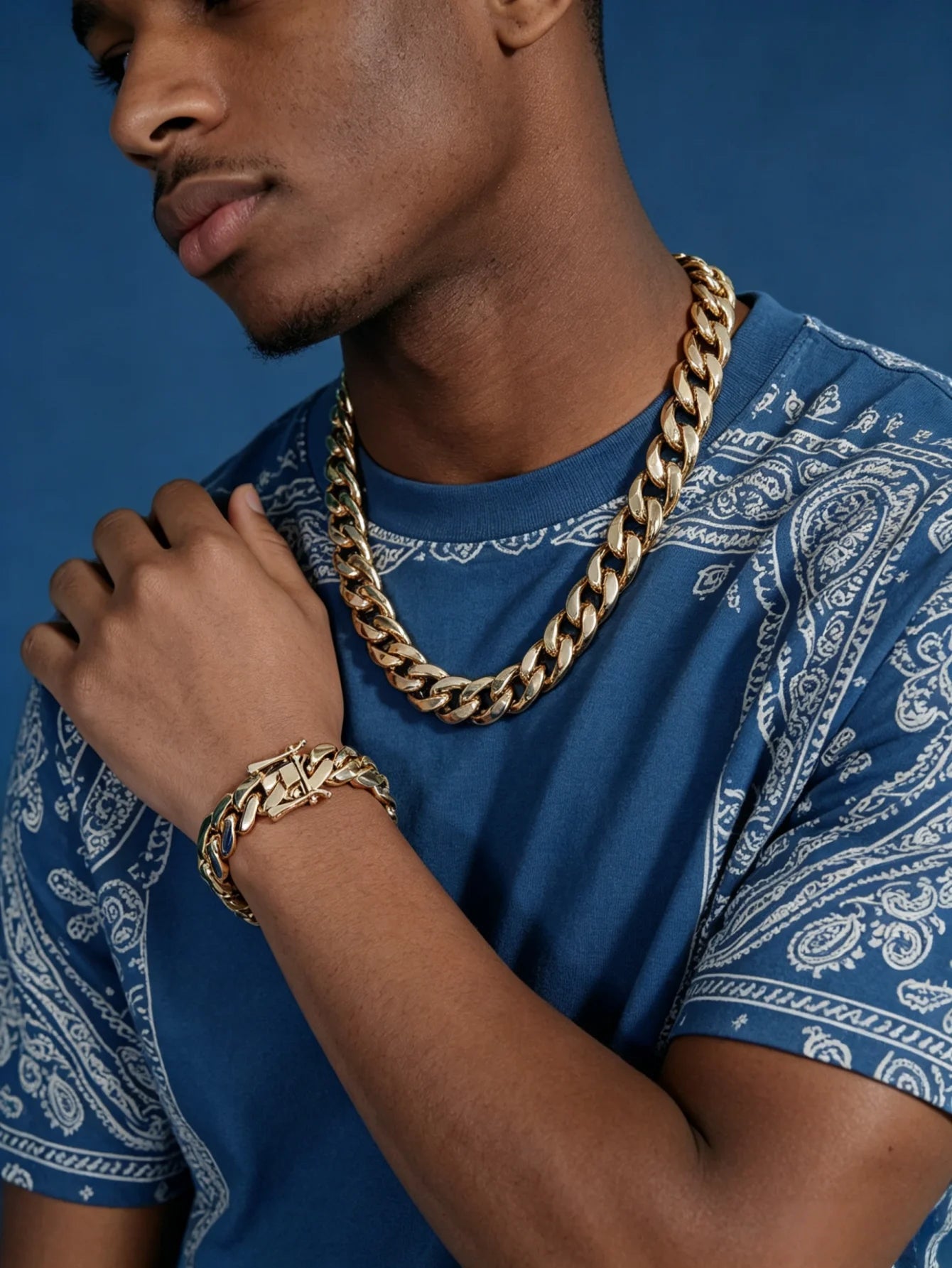 Stainless Steel Miami Link Chain Necklace for Men Jewelry