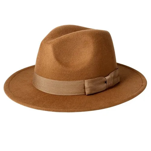 Classic Wide Brim Fedora Hat Wool Felt Jazz Unisex