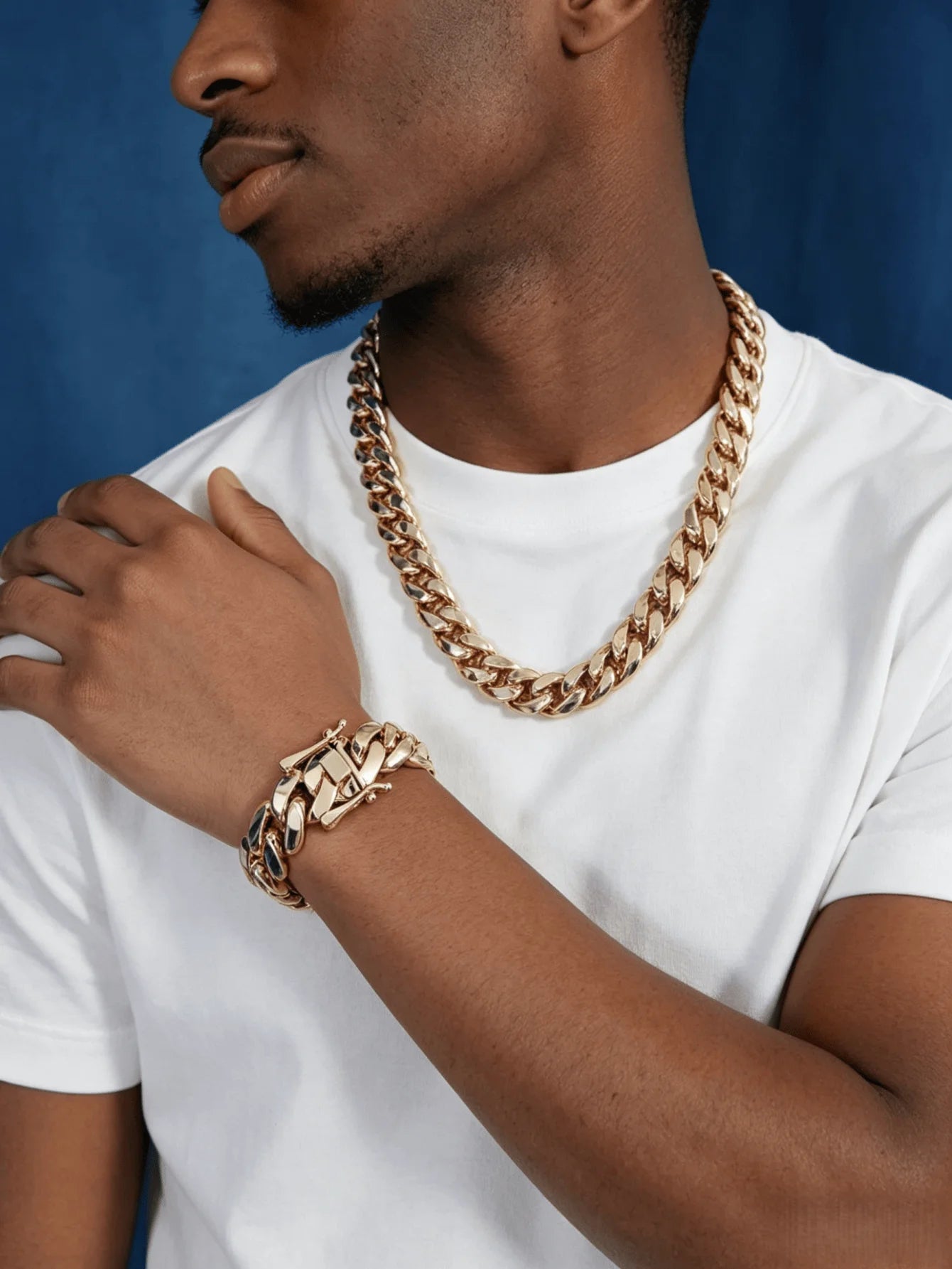 Stainless Steel Miami Link Chain Necklace for Men Jewelry