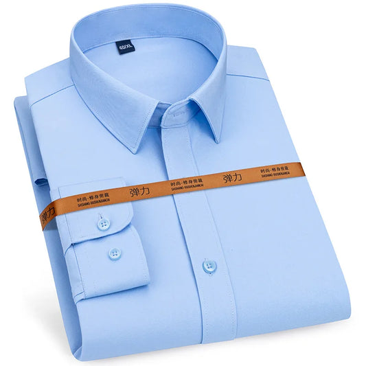 Men Dress Shirt Long Sleeve Slim Fit Breathable Business Casual