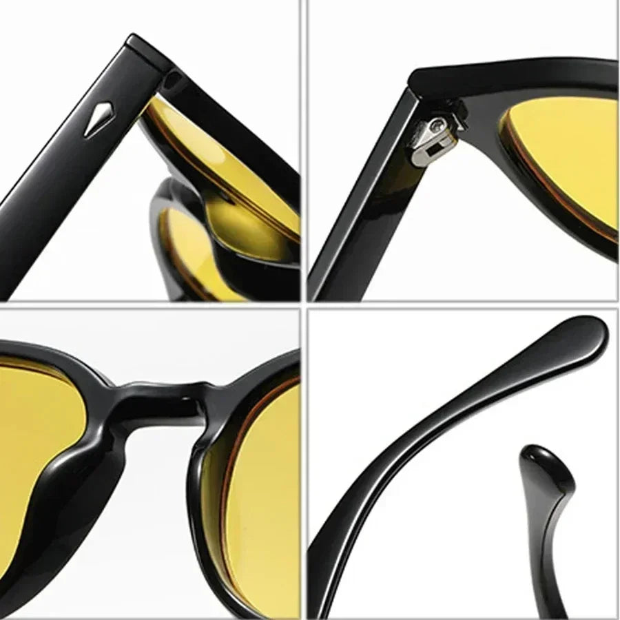Jnpcxi Vintage Round Sunglasses UV400 Protective Acetate Frame Shades