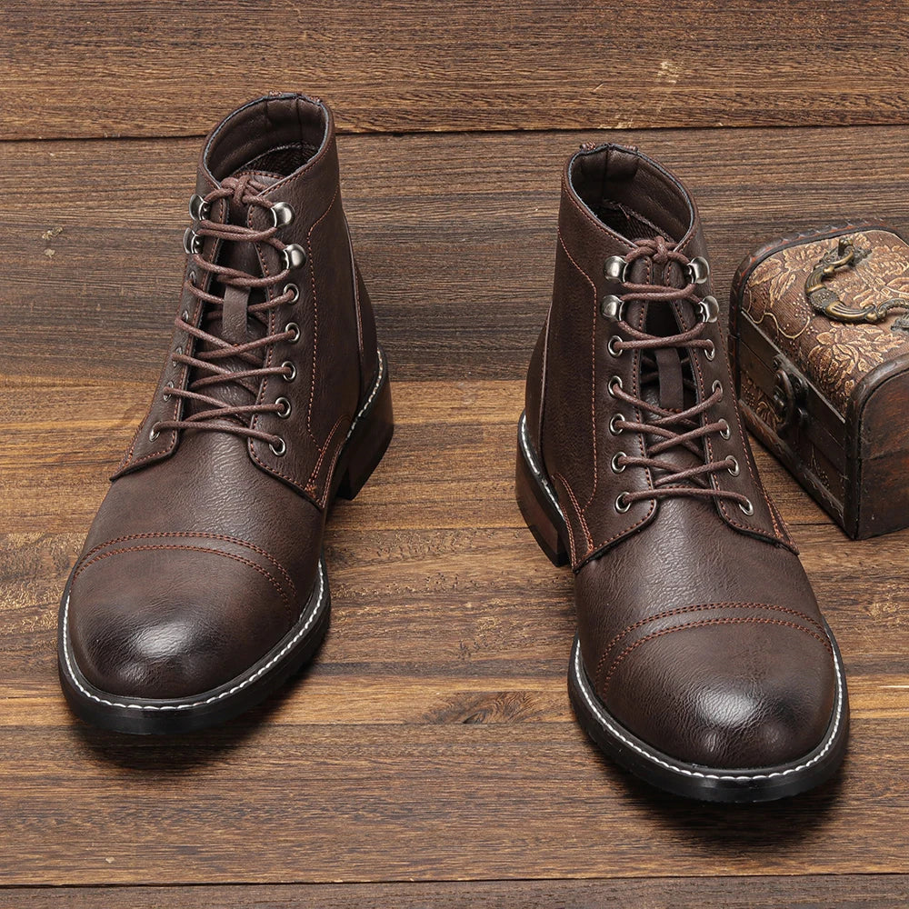 Hecrafted Western Style Ankle Boots For Men Comfortable Classic