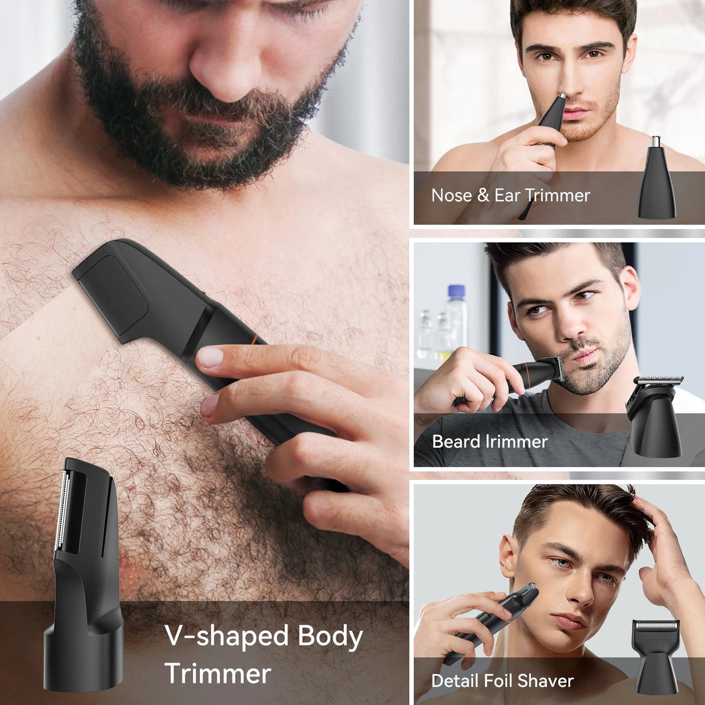 MAXGROOM 4 In 1 Body Hair Shaver Kit For Men Nose And Beard Trimmer Waterproof