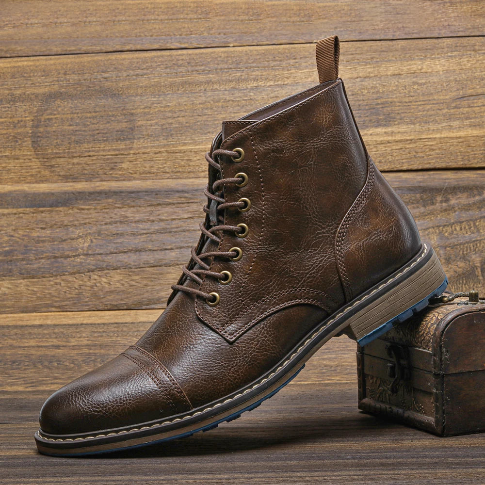 Hecrafted Men's Ankle Boots ZIP Closure With Metal Decor Casual