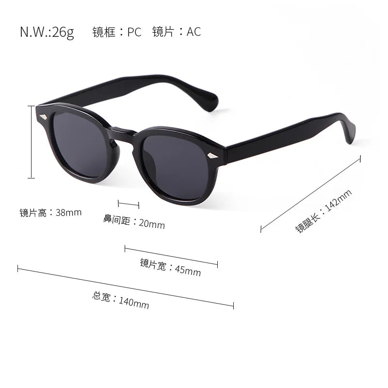 RPXBGUCKARHG Vintage Shell Round Sunglasses Unisex UV400 Rivet Design