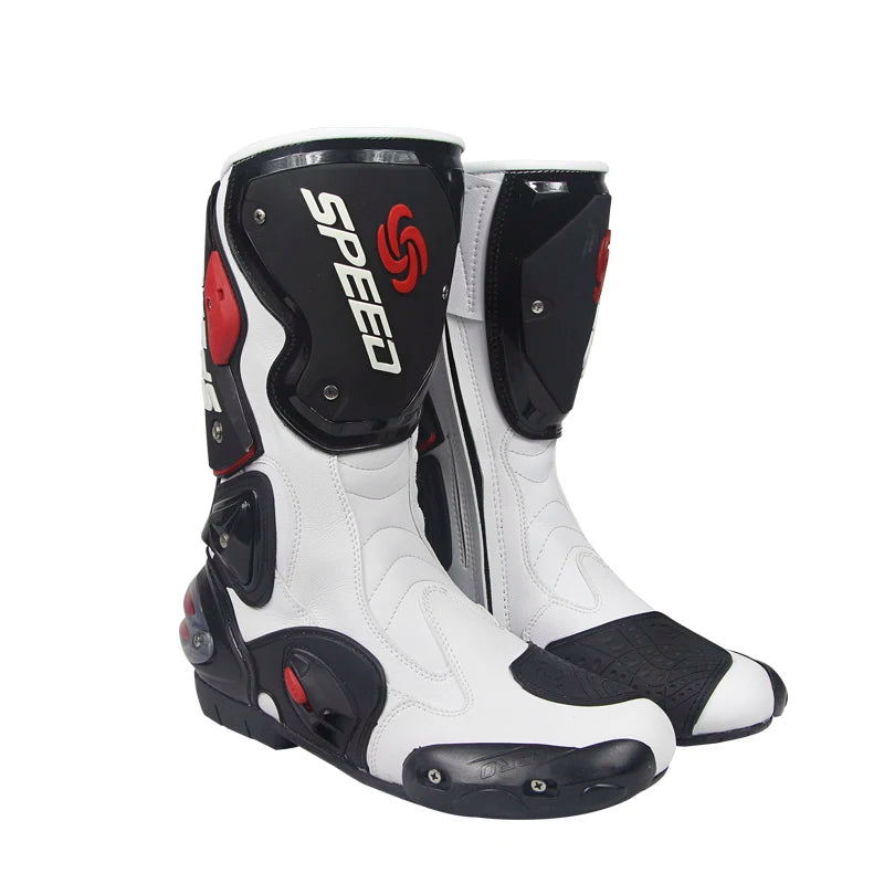 Leather Motorcycle Boots Rubber Outsole Unisex Ankle High