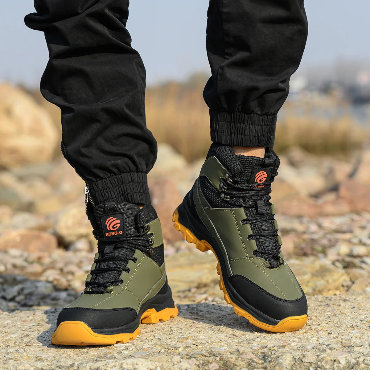 VEIGAR Leather Safety Shoes for Men Steel Toe Anti Puncture Boots