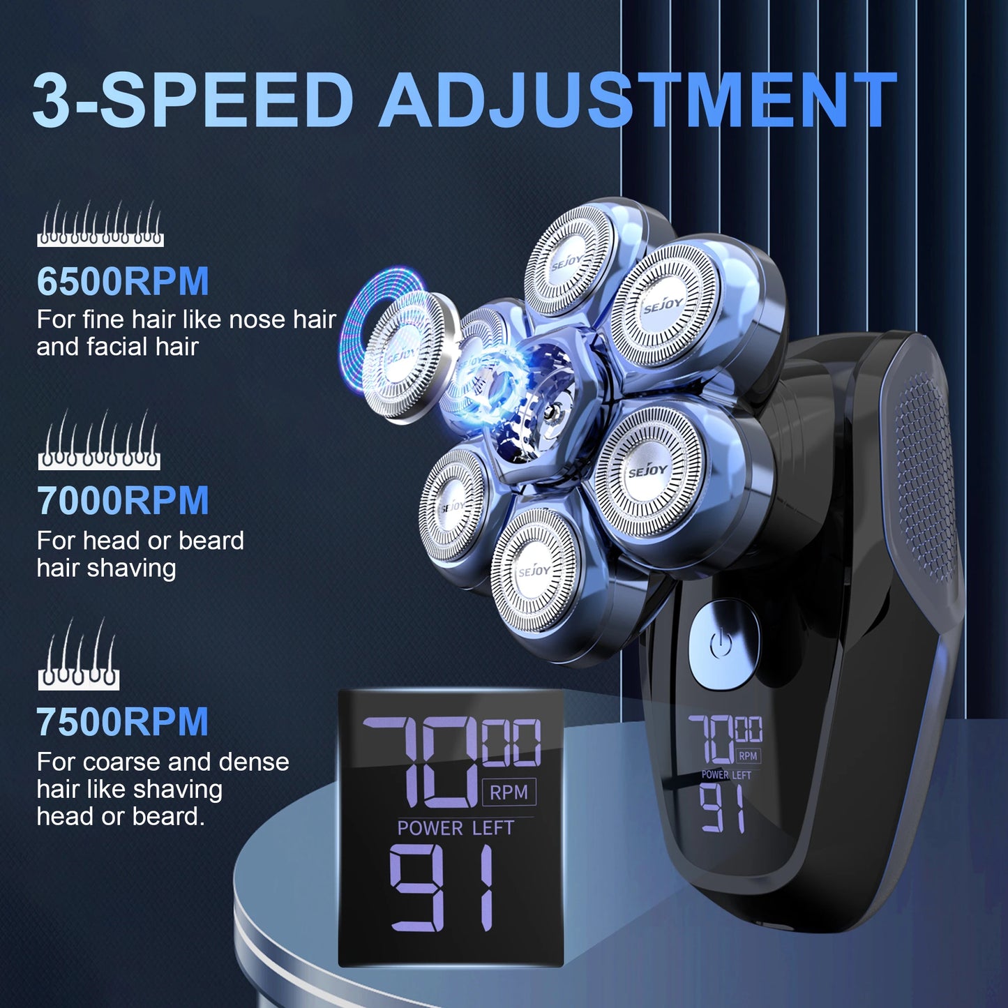 Sejoy 7D Six In One Head Shaver For Bald Men Waterproof Grooming Kit