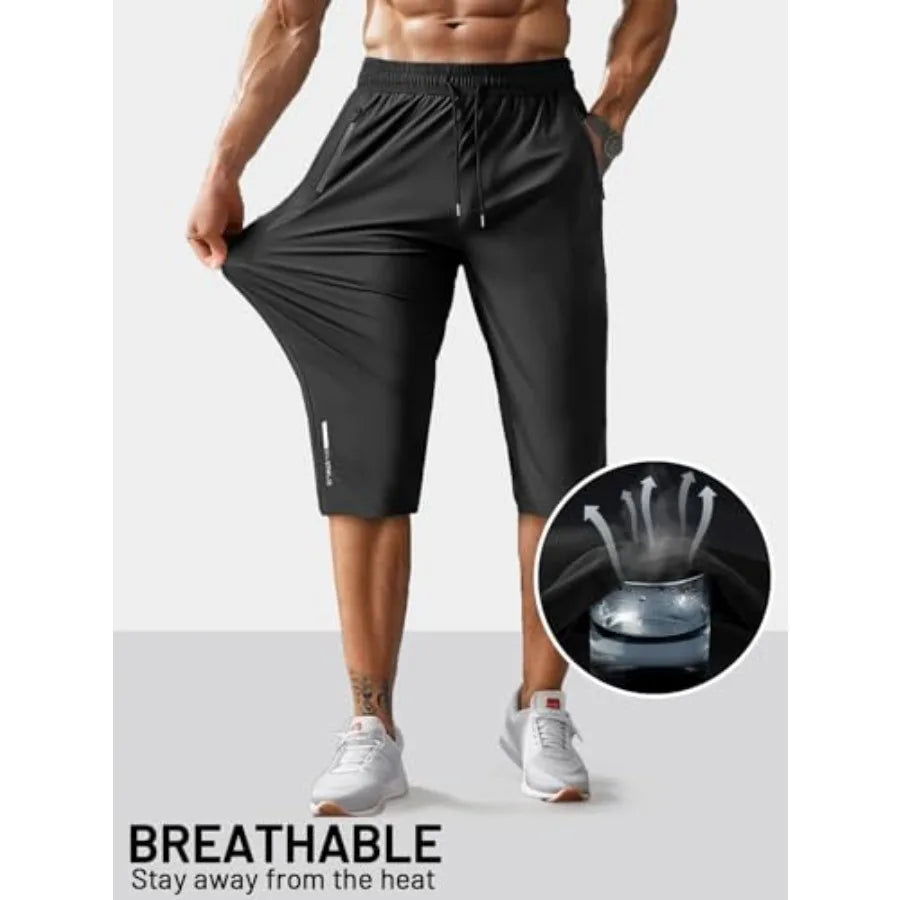 Womens Capri Joggers Quick Dry With Zipper Pockets