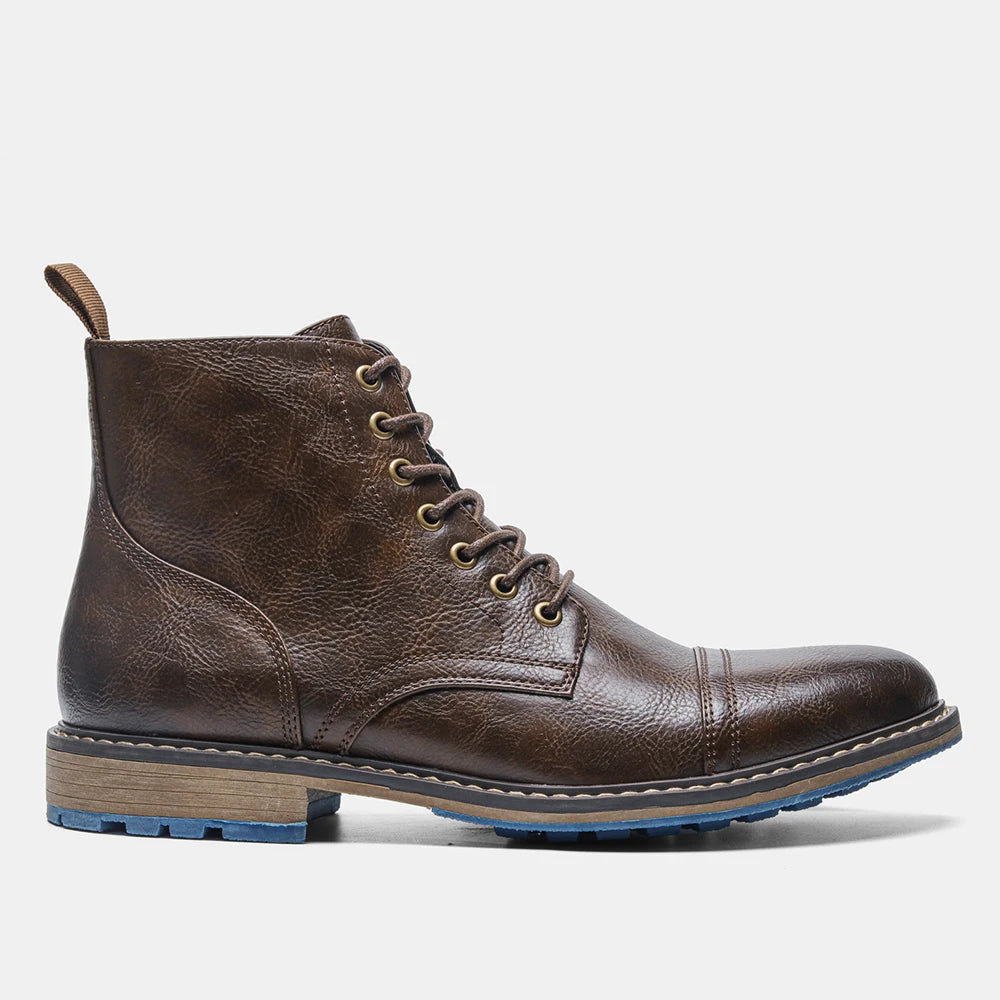 Hecrafted Men's Ankle Boots ZIP Closure With Metal Decor Casual
