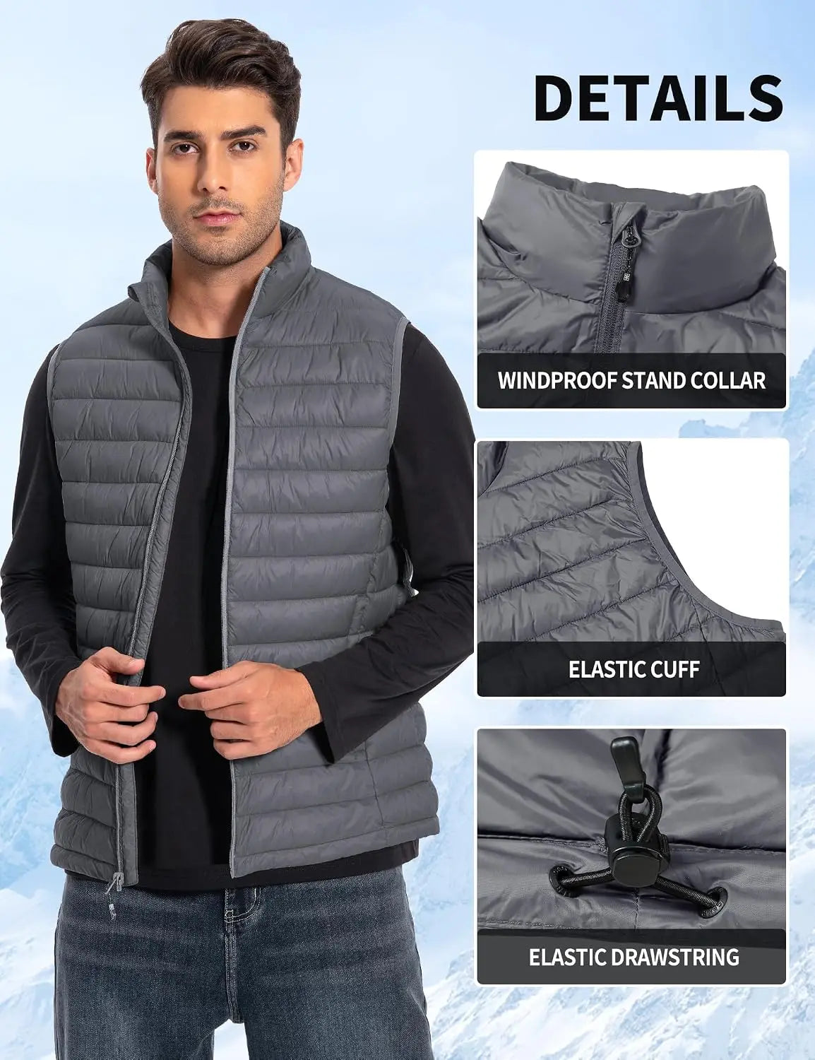 Pioneer Camp Men's Lightweight Packable Water Repellent Puffer Vest