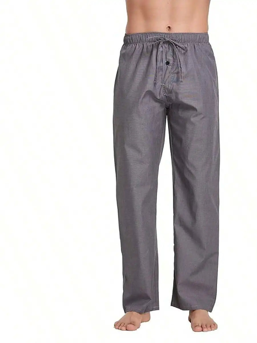Mens 100% Cotton Plaid Woven Pajama Pants Sleep Lounge Pants