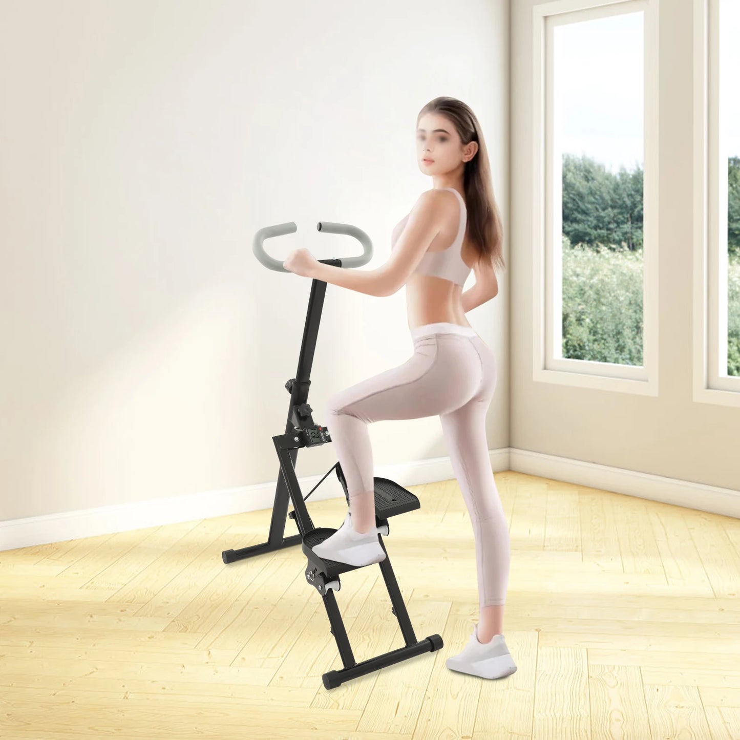 Stair Stepper Fitness Machine Foldable Climber With LCD Monitor