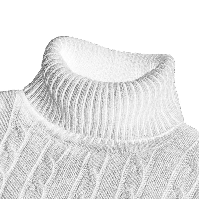 Mens High Neck Turtleneck Knit Sweater Pullover Polyester Warm Winter