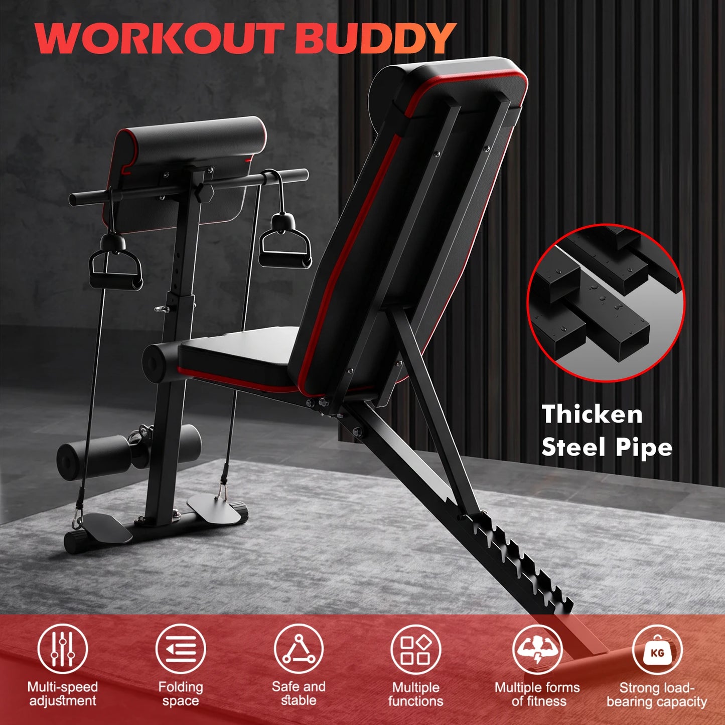 10 In 1 Foldable Weight Bench With Adjustable Incline Decline Dumbbell Bench