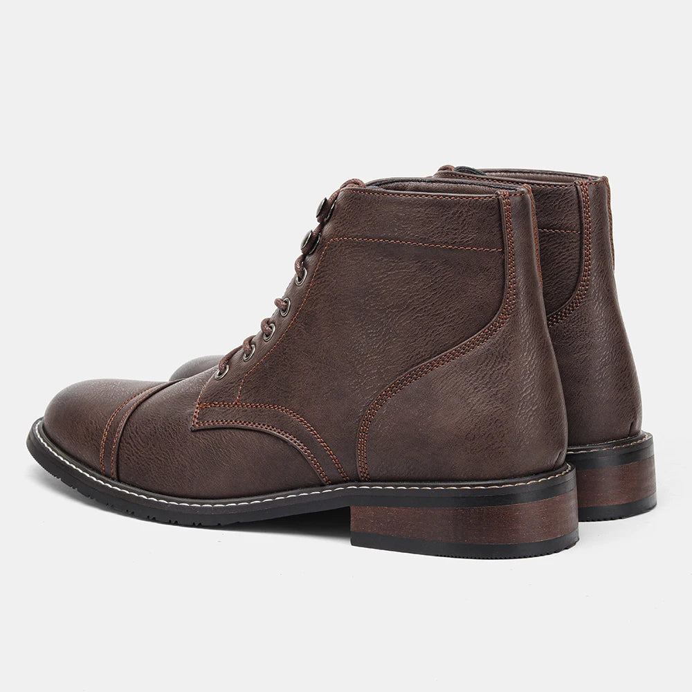 Hecrafted Western Style Ankle Boots For Men Comfortable Classic