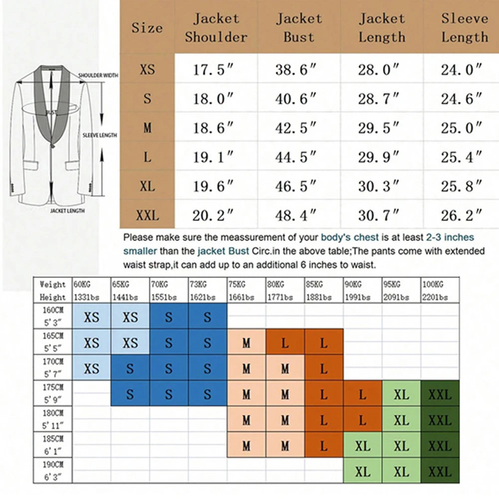 Classic Men Elegant Double Breasted Tailcoat Formal Suit