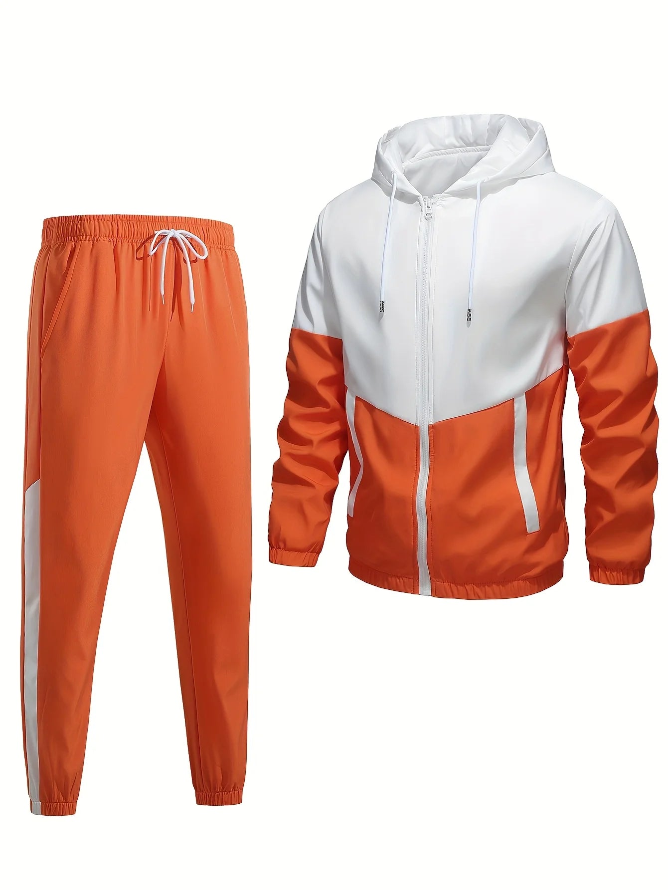 Men's Multifunctional Casual Suit Set With Zippers And Drawstring Pockets