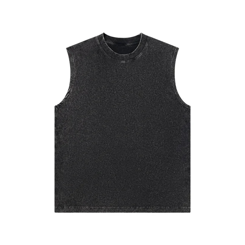 Pure Cotton Sleeveless Vest For Men Retro Washed Style