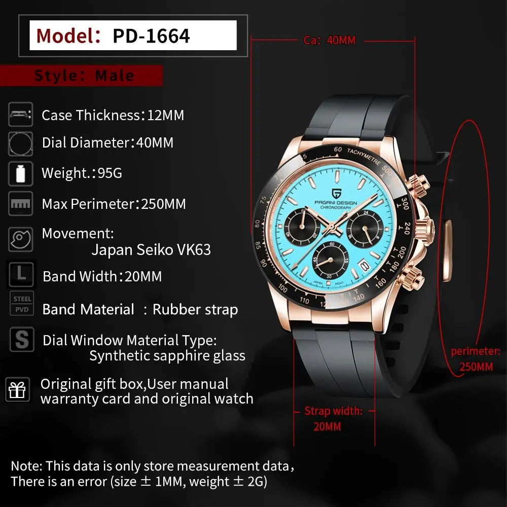 Pagani Design Men's Quartz Business Chronograph Wristwatch