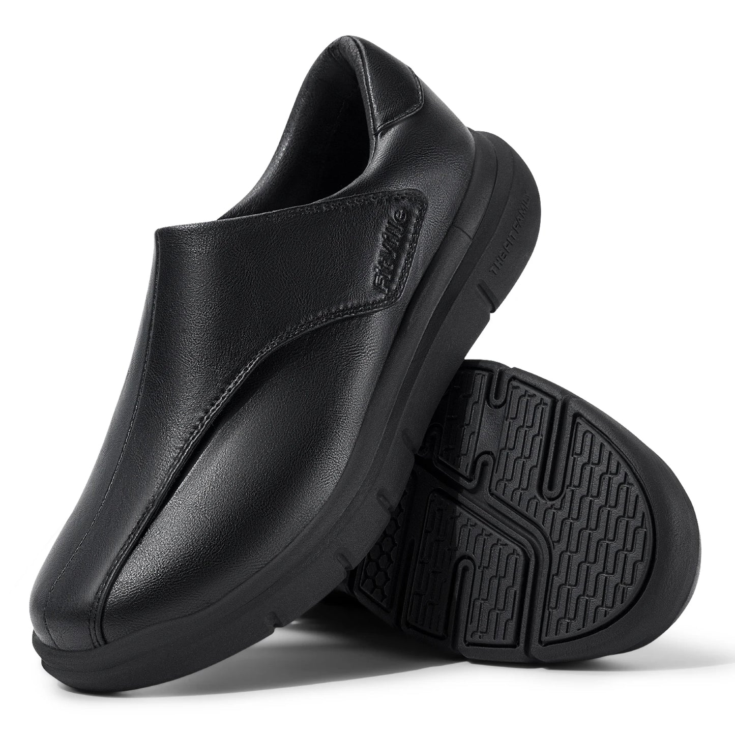 FitVille Diabetic Oxford Slip On Dress Shoes For Swollen Feet Adjustable Fit