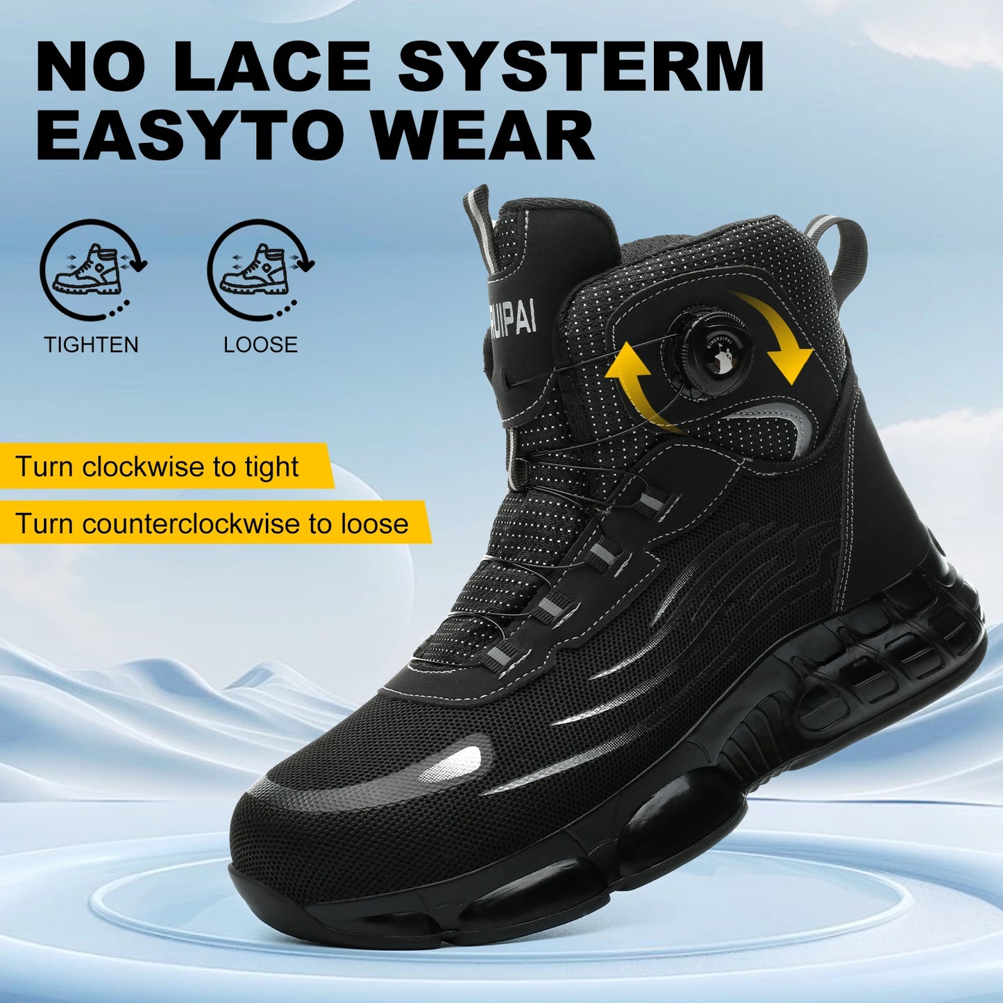 Men's High Top Lace-Free Work Shoes With Anti-Smash Puncture-Resistant