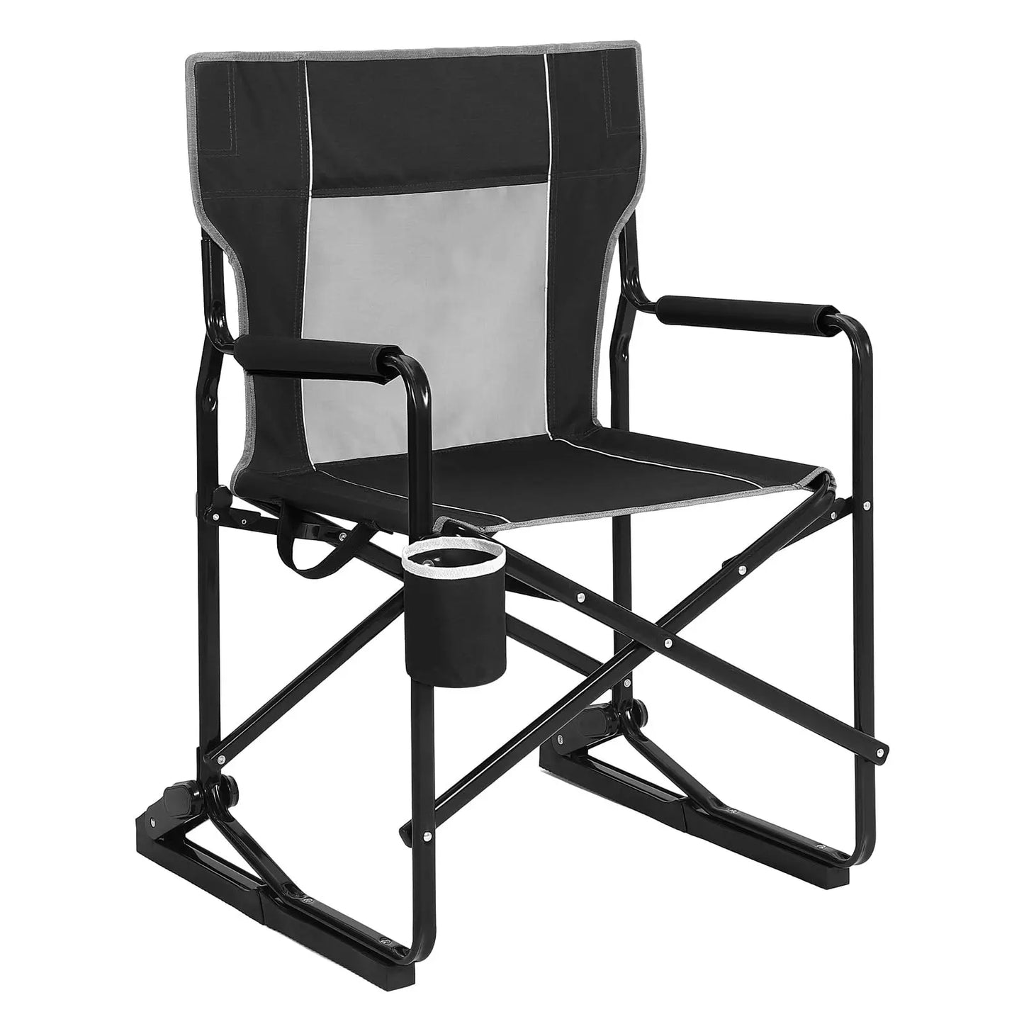 HiMISS Outdoor Folding Rocking Chair With Cup Holder And Breathable Backrest