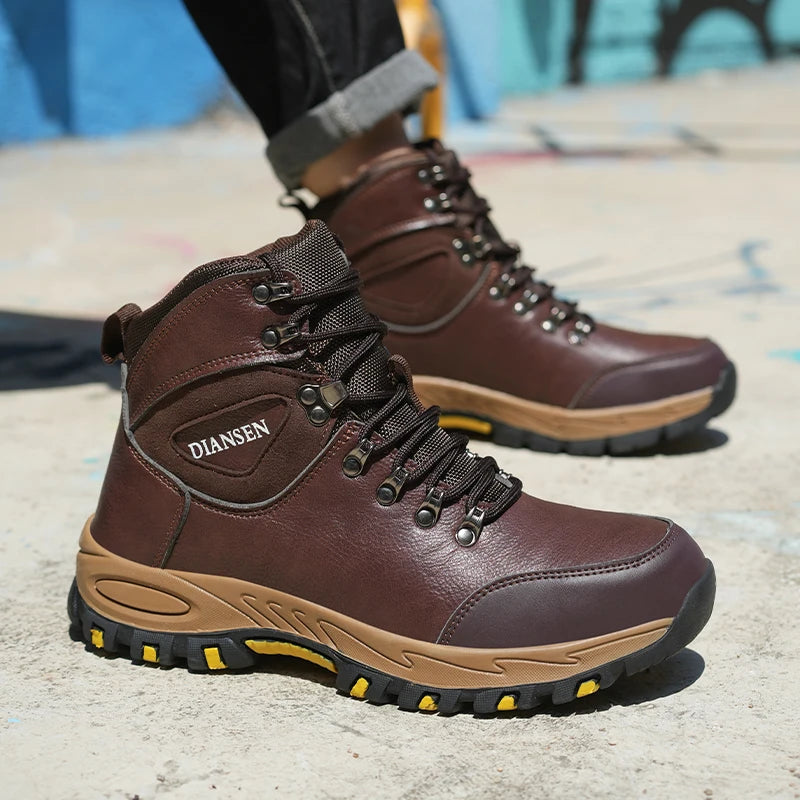 VEIGAR Waterproof Leather Work Boots for Men Indestructible Safety Shoes