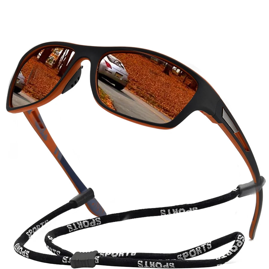 Windproof Outdoor Sports Sunglasses With Rope Strap For Cycling Use