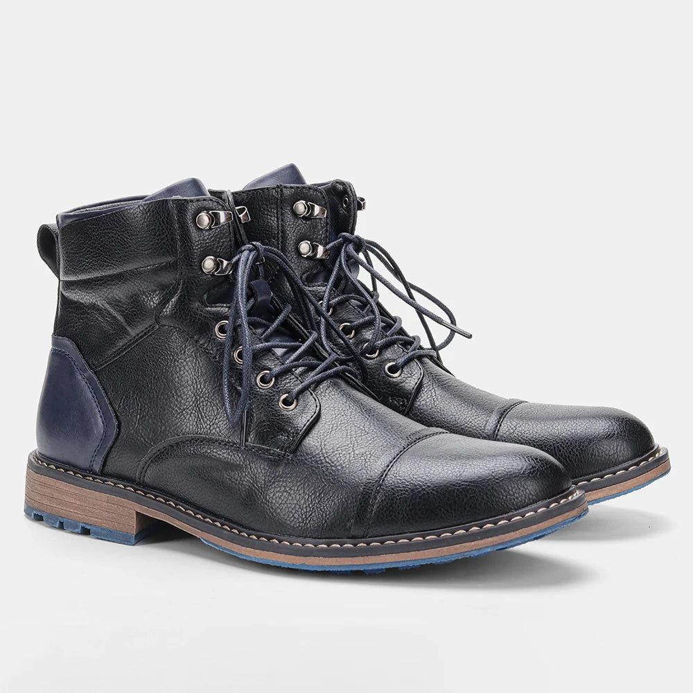 Hecrafted Western Style Ankle Boots For Men Comfortable Classic