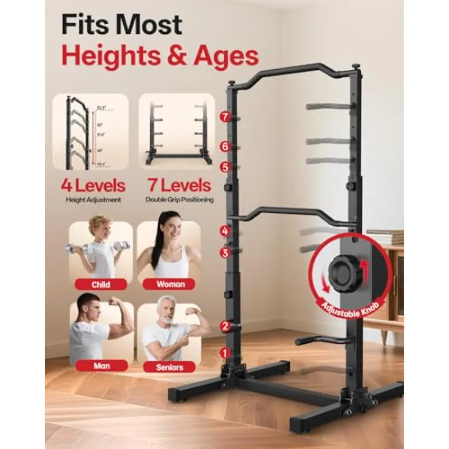 Foldable Pull Up Dip Station Power Tower For Gym 450LBS