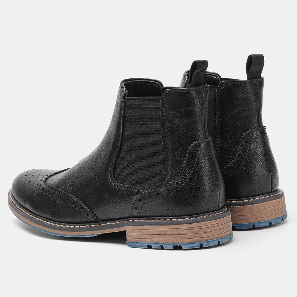 Hecrafted Chelsea Boots for Men Retro Comfortable Leather Ankle Boots