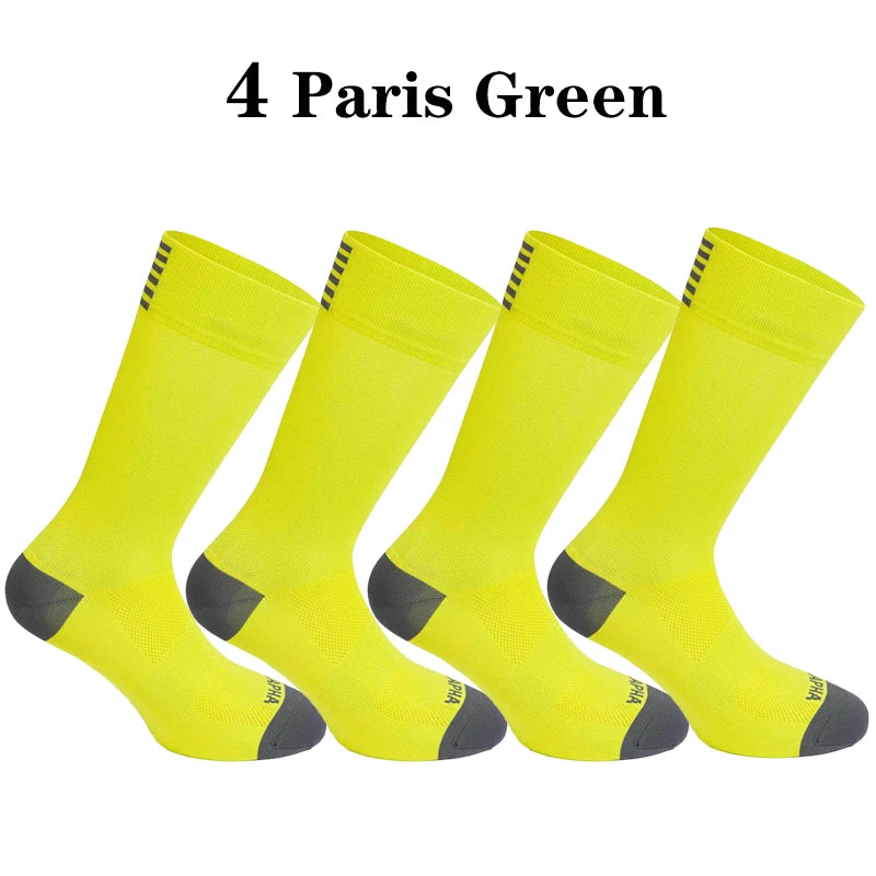 Men Cycling Socks Mesh Breathable Road Bike Socks 4 Pack
