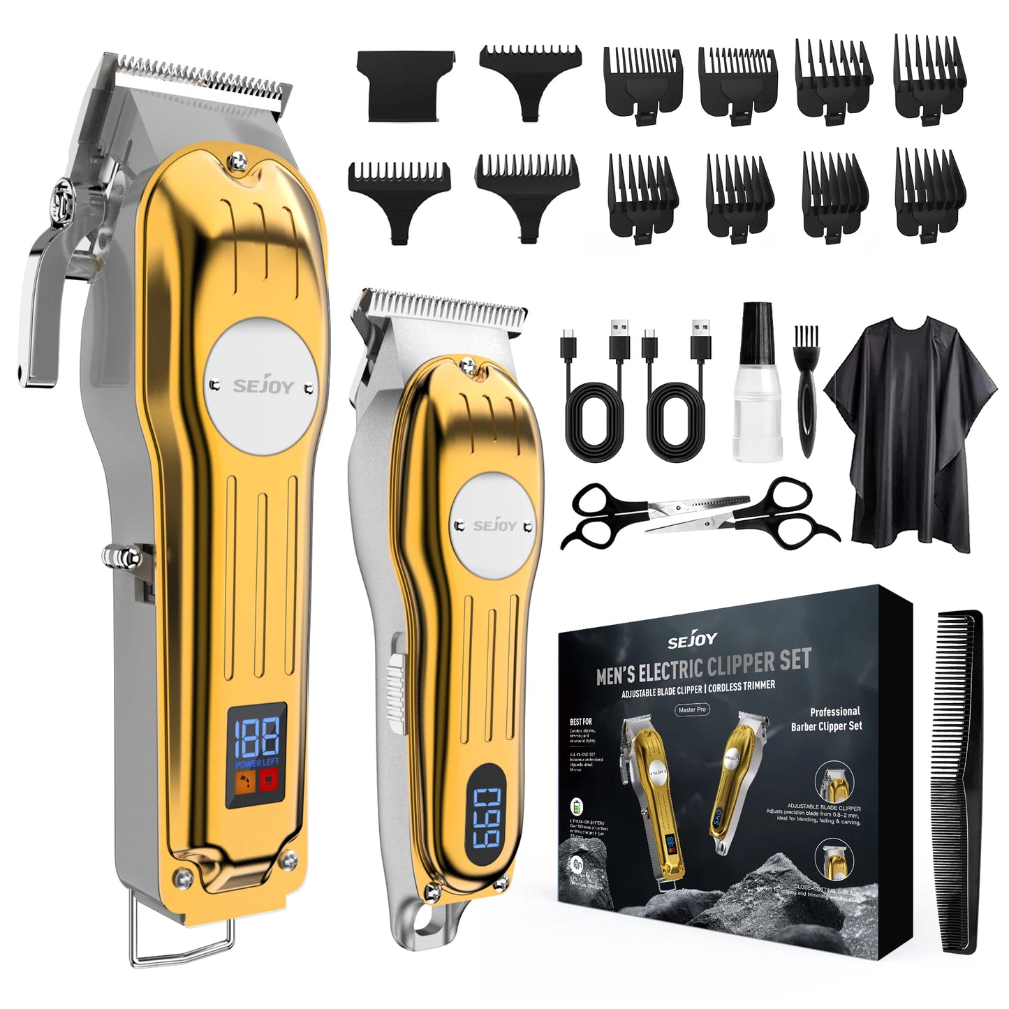 Sejoy Professional Hair Clipper Kit Cordless Rechargeable For Men Barber