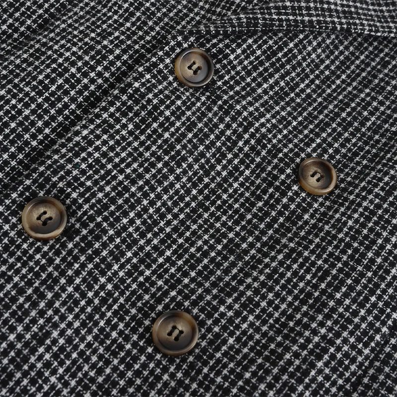 Men's Classic Plaid Blazer Jacket Notched Lapel With Button Closure
