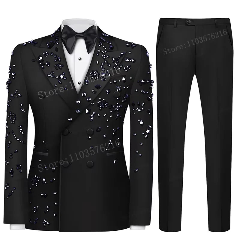 Olibexley Slim Fit Double Breasted Tuxedo For Wedding Groom