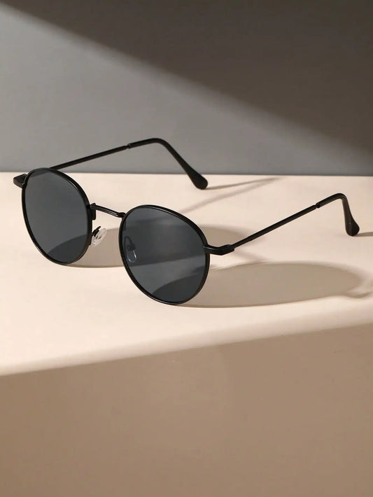 Unisex Metal Round Frame Vintage Casual Sunglasses For Outdoors