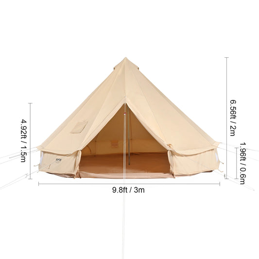 SucceBuy Four Seasons Canvas Bell Tent With Stove Vent Camping