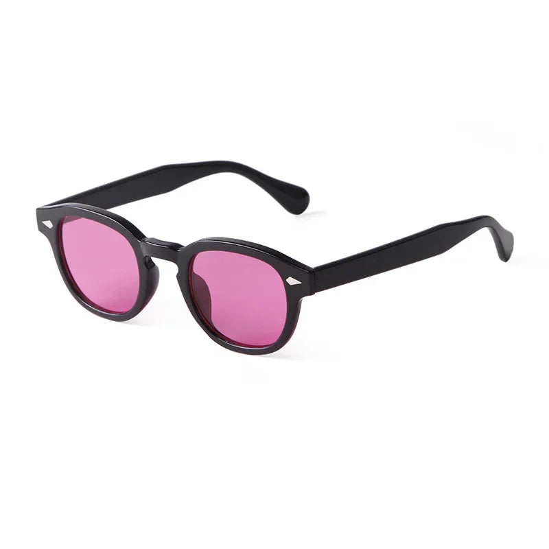 RPXBGUCKARHG Vintage Shell Round Sunglasses Unisex UV400 Rivet Design