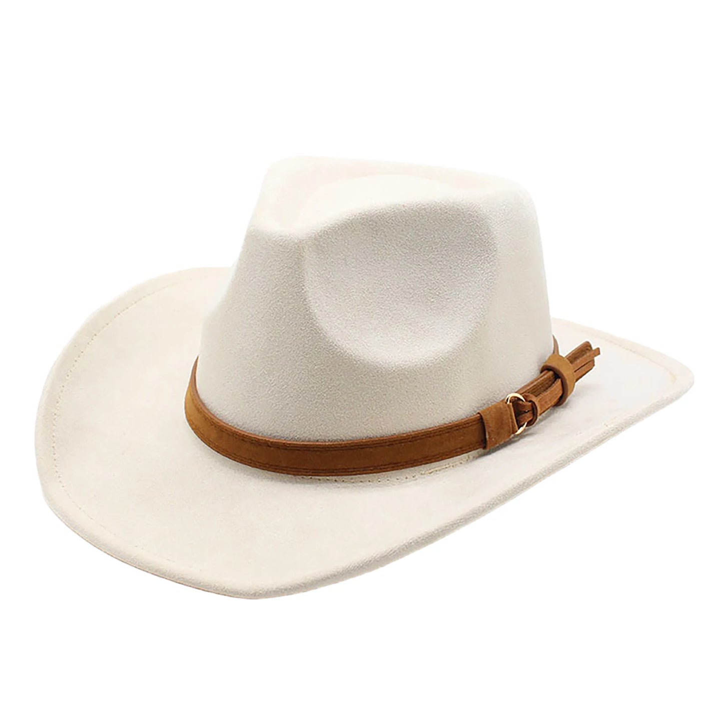 Unisex Faux Suede Western Cowboy Hat With Faux Leather Belt