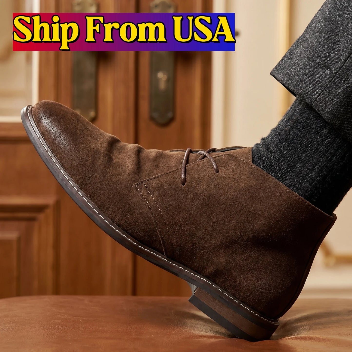 Hecrafted Suede Chukka Boots Men Desert Casual Comfort
