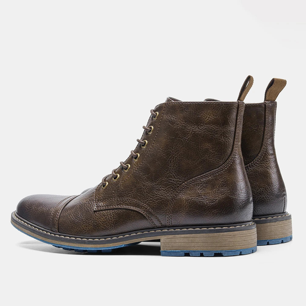 Hecrafted Men's Ankle Boots ZIP Closure With Metal Decor Casual