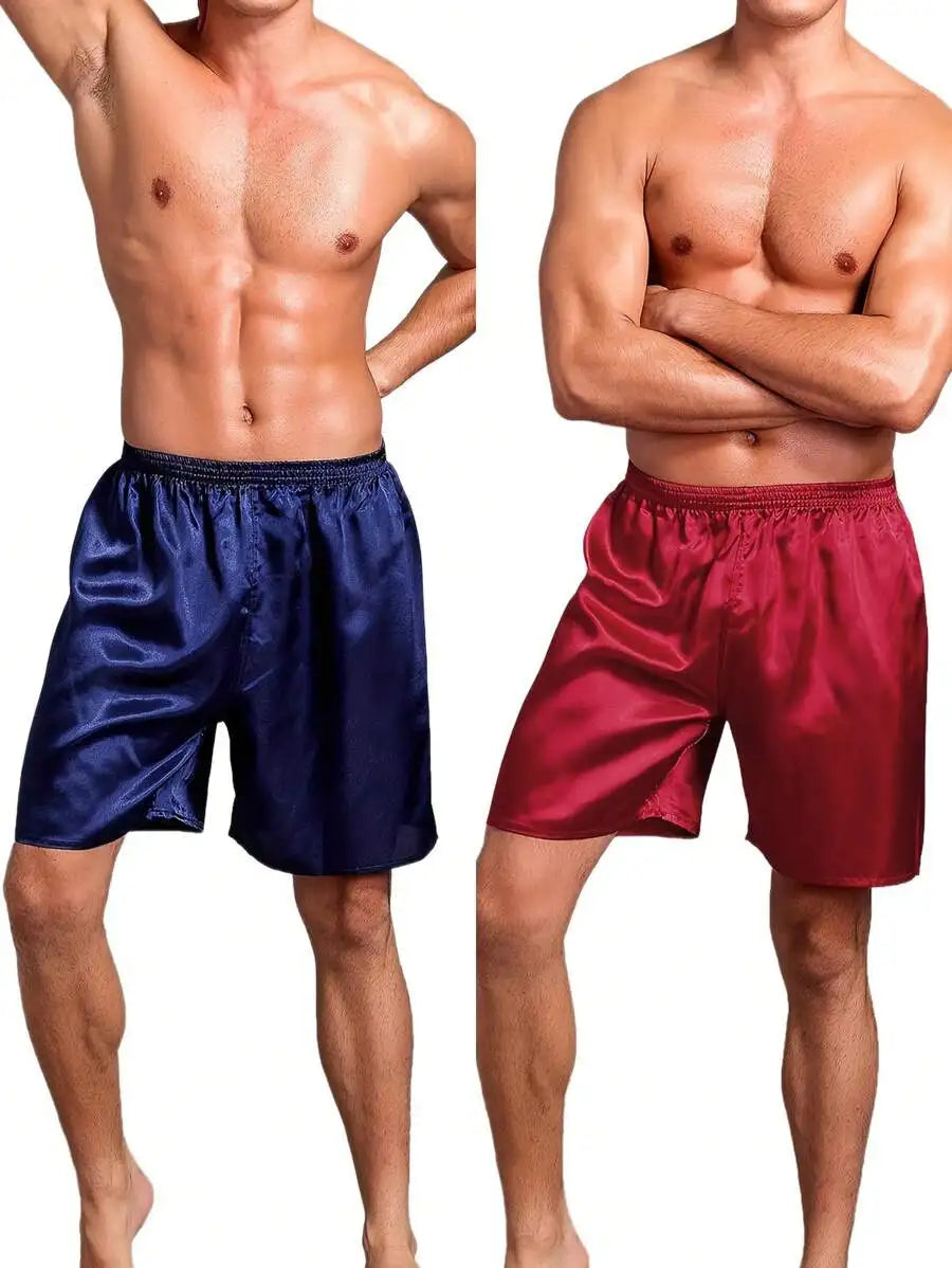 Mens Loose Ice Silk Shorts Summer Lounge Pajama Bottoms Comfortable Home Wear