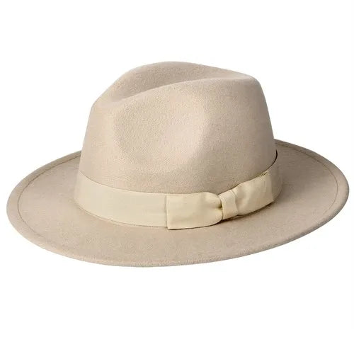 Classic Wide Brim Fedora Hat Wool Felt Jazz Unisex
