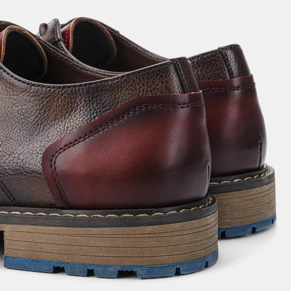 Hecrafted Retro Leather Cap Toe Oxford Mens Casual Shoes
