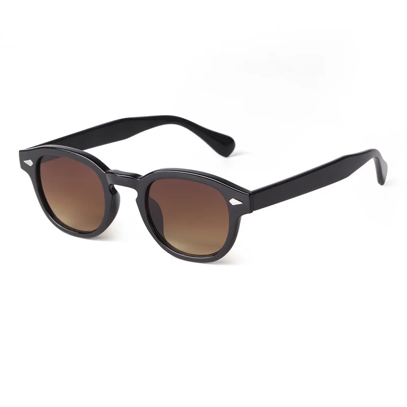 RPXBGUCKARHG Vintage Shell Round Sunglasses Unisex UV400 Rivet Design