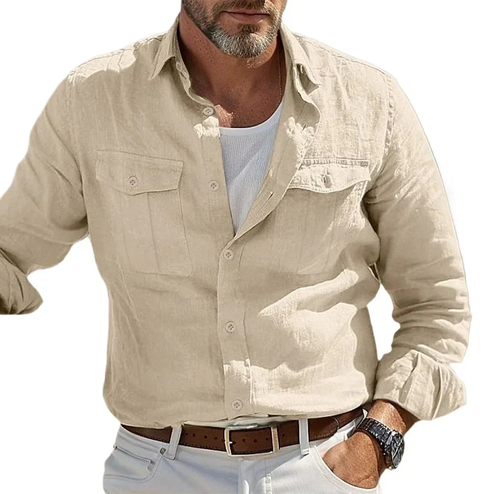 Men's Casual Cotton Linen Hawaiian Shirts Breathable Style