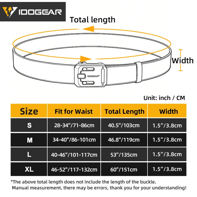 IDOGEAR Men's Ratchet Belt No Holes Slide Buckle Tactical Casual