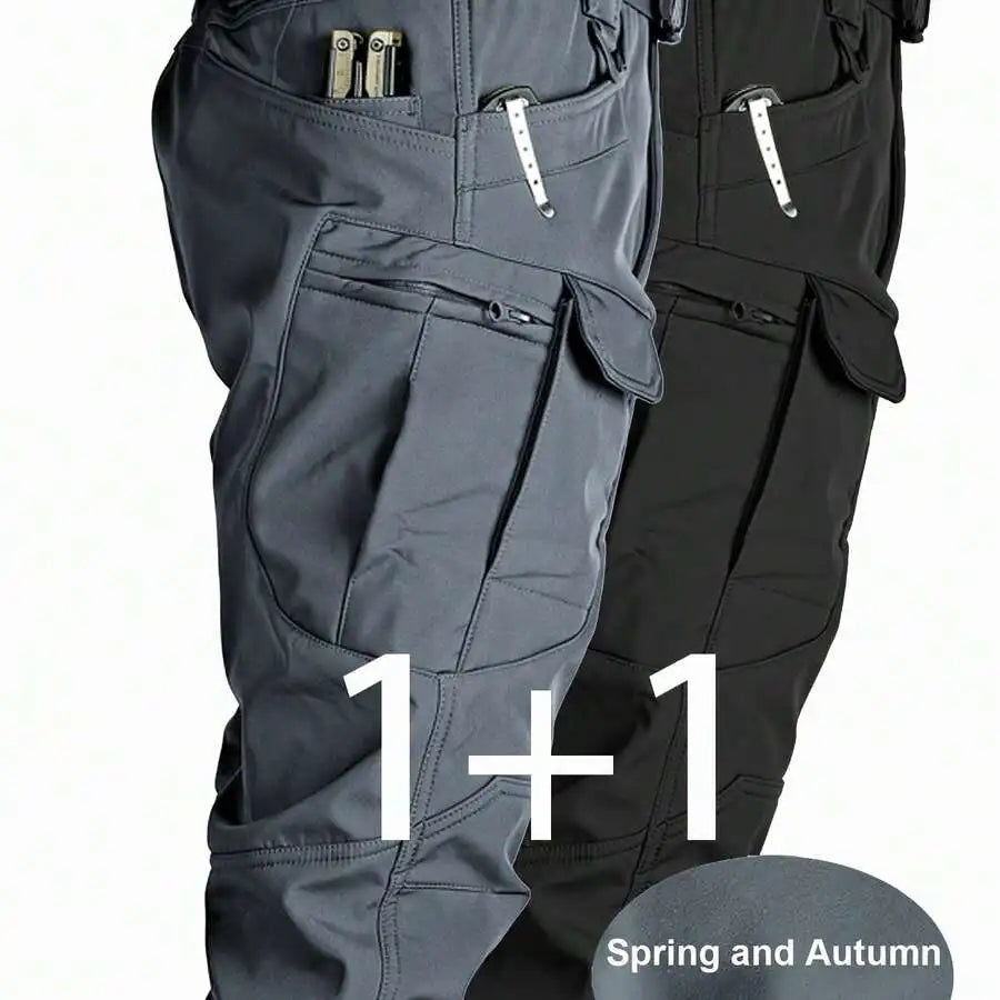 Mens Cargo Pants Elastic Waist 2 Pack Multi Pocket Breathable