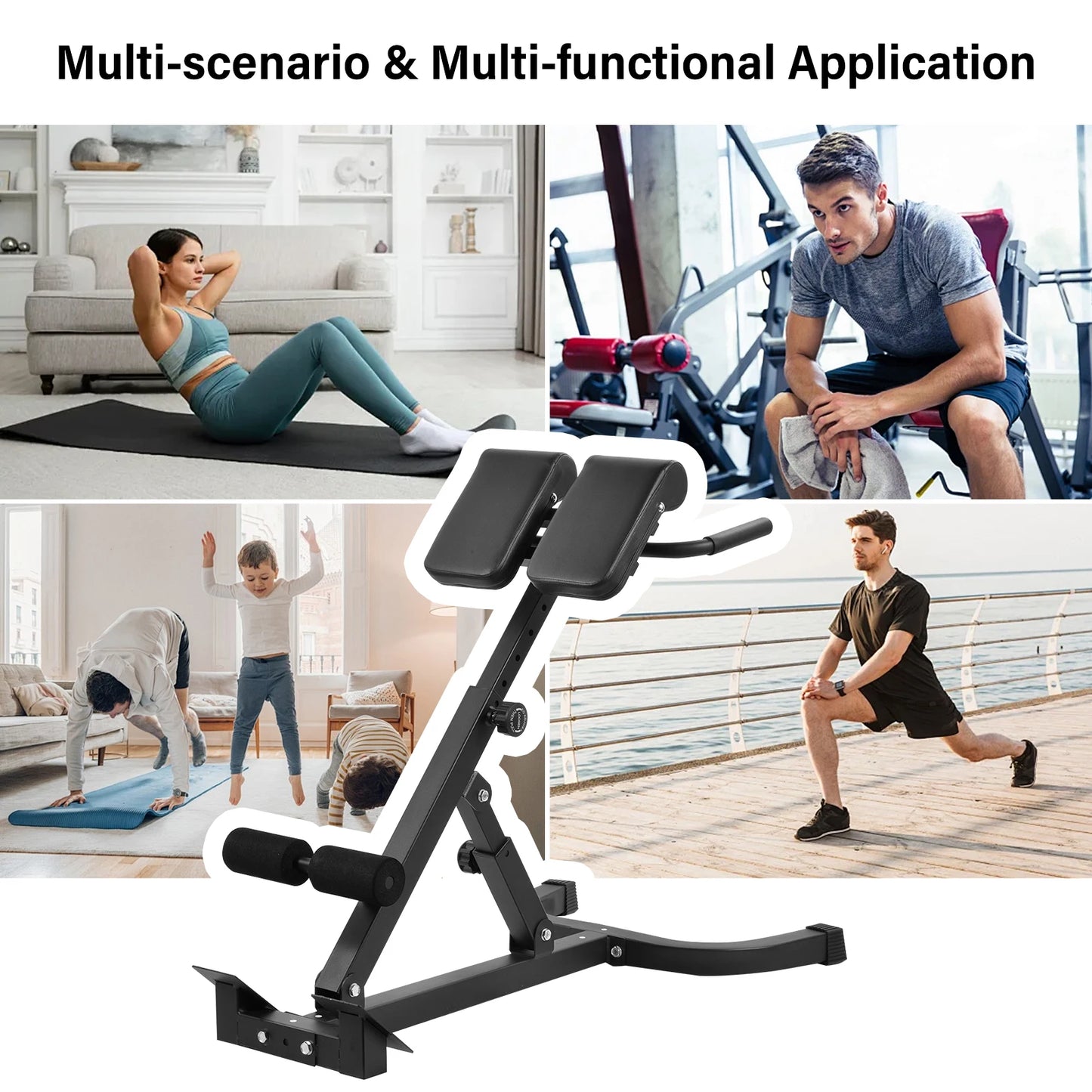 Roman Chair Hyperextension Bench Foldable Sit Up for Core Training